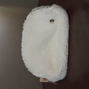 Wantable White Sherpa Fuzzy Belt Fanny Pack w Rose Gold Strap NWOT